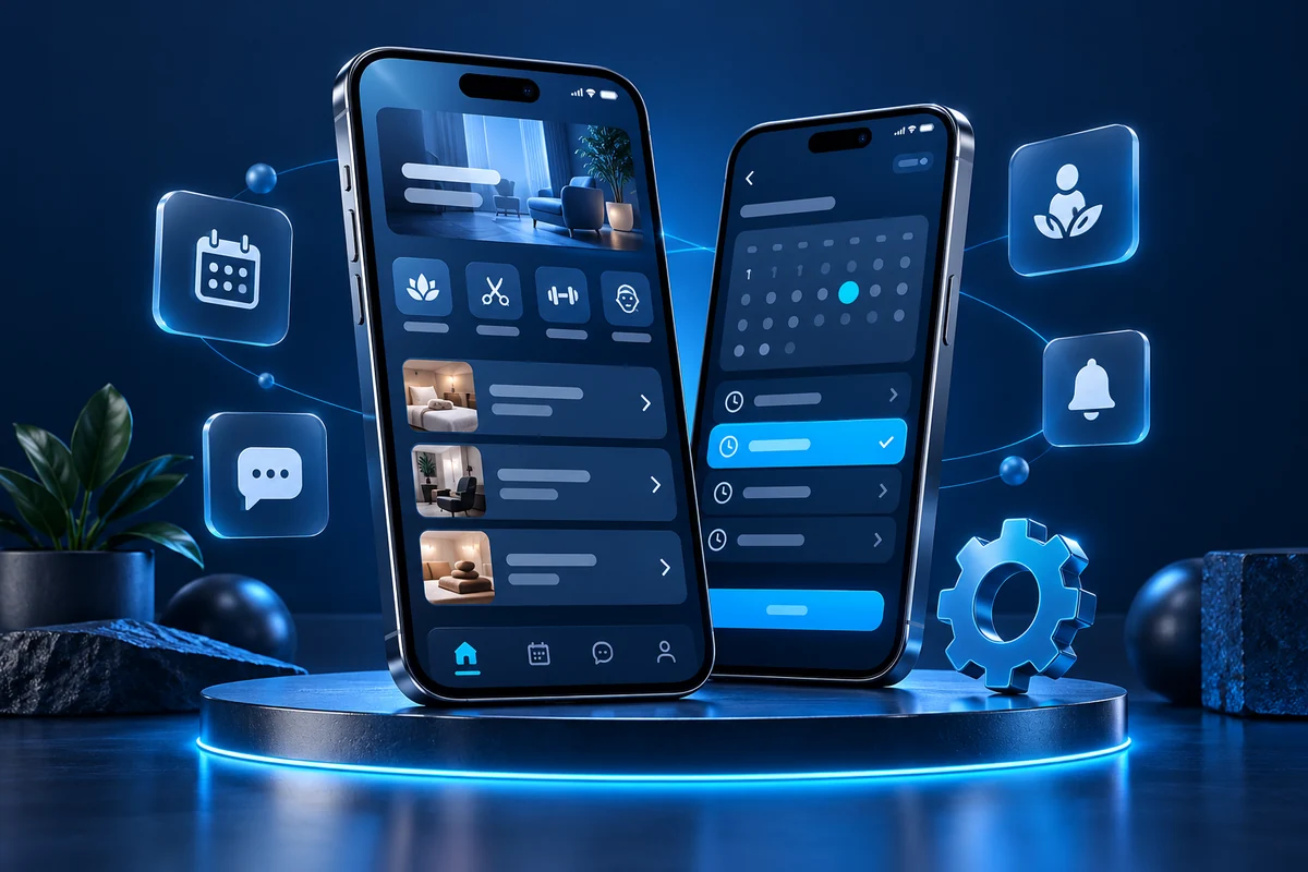 Illustration d’application mobile et de ses écrans de services